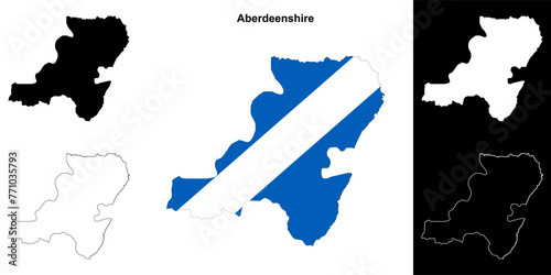 Aberdeenshire blank outline map set photo