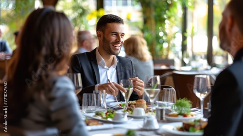 a businessman is attending a dinner event