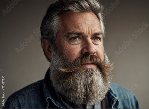 Portrait of an adult European man with a big beard.