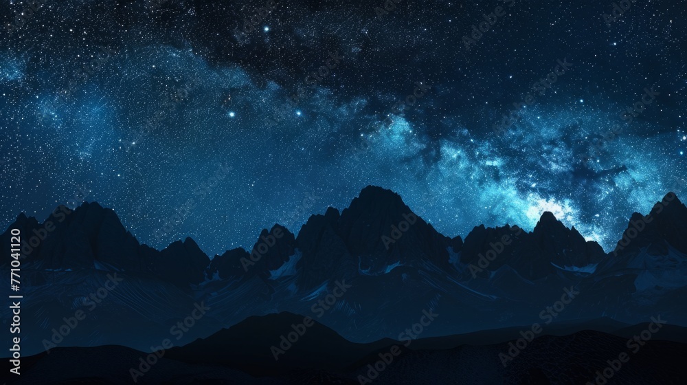 Celestial Night Over Majestic Mountain Range