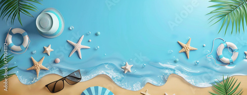 Summer vibes and vacation conceptual background with copy space