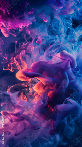 Wallpaper Mural This vibrant abstract art piece features neon swirls in a dance of blue and pink colors, creating a visually captivating image Torontodigital.ca