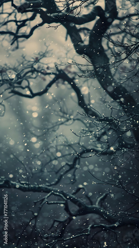 Wallpaper Mural A captivating image of barren trees with shimmering droplets reflecting the subtle light Torontodigital.ca