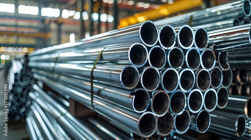 superior quality aluminum and chrome stainless steel pipes or galvanized steel pipes stacked in a warehouse awaiting shipment