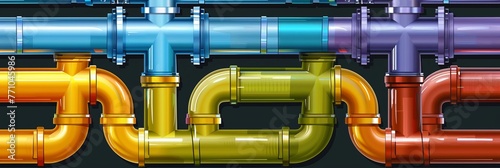 A collection of colored metal pipes. Isolated realistic vector artwork on a transparent backdrop. photo