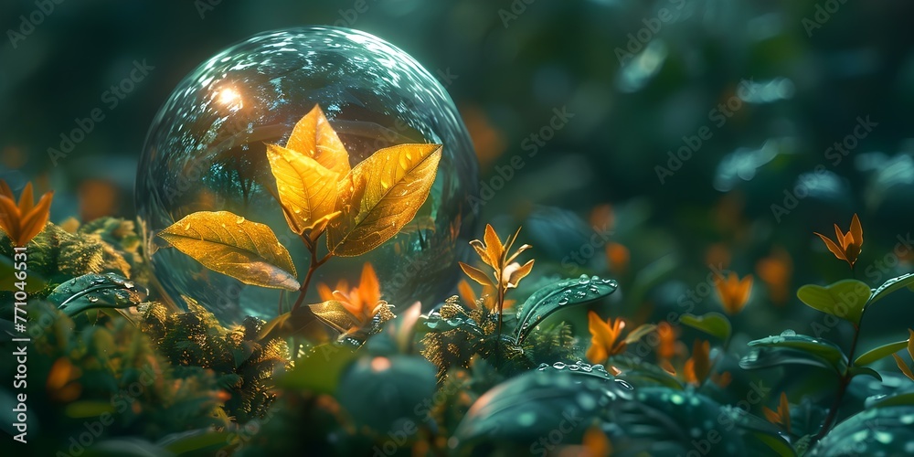 The Intersection of Technology and Environmental Sustainability: A Digital Sphere Merging with Nature. Concept Technology, Environmental Sustainability, Digital Sphere, Merging with Nature