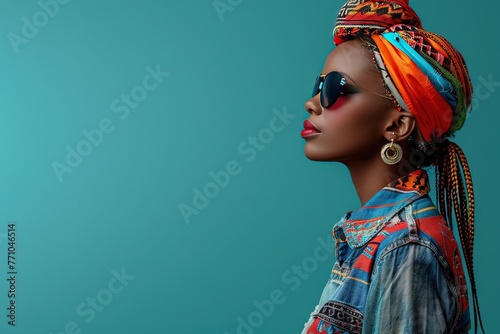 Elder ethnic woman millenial in their late 30s wearing trendy fashion isolated on solid background photo