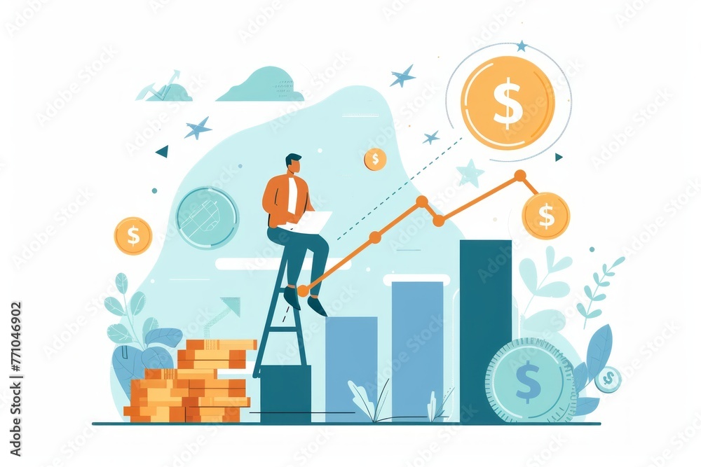 business graph and chart and money symbol , illustrating business growth business graph and chart and money symbol , illustrating business growth