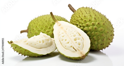Single Egg Soursop with white background.