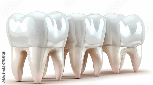 This vector illustration showcases a realistic white healthy tooth isolated on a white background.
