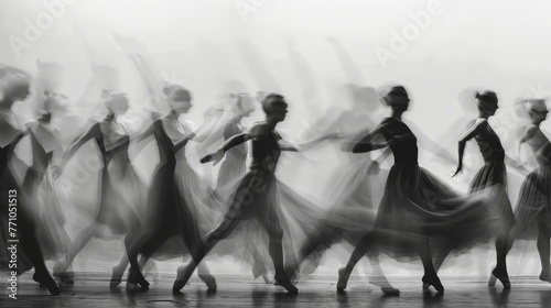 Expressive Dancers Cinematic shots of dancers in motion with intentional blur accentuating the fluidity and grace of their movements conveying emot AI generated illustration