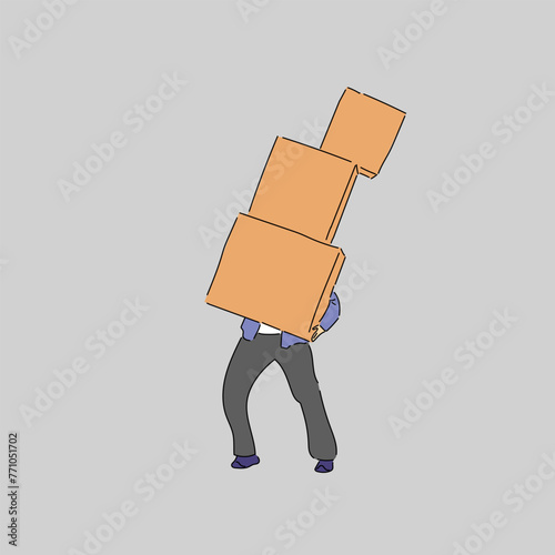 Heavy Burden, Overloaded with Boxes
