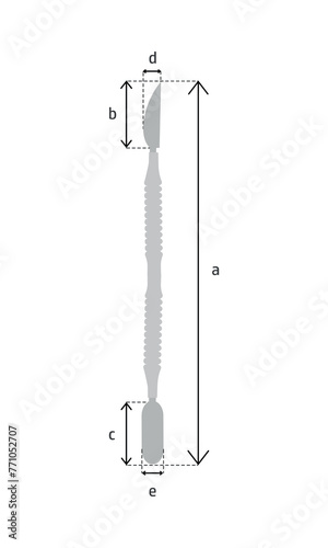 manicure pusher anatomy, nail implements structure, manicure and pedicure tools, vector Illustration