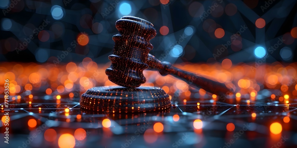 Navigating Legal Risks in AI Technology: Understanding the Ethical and Legal Implications in Online Regulations. Concept AI Regulations, Legal Compliance, Ethical Implications, Data Privacy - obrazy, fototapety, plakaty 