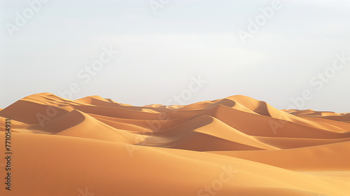 a vast desert landscape  characterized by rolling sand dunes.
