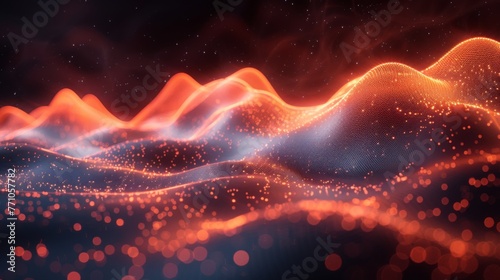 Abstract illustration of audio waves, neon color, generated with ai