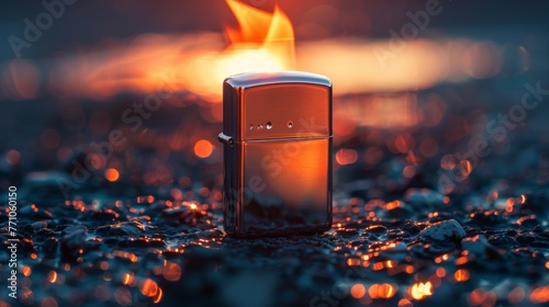 Zippo lighter, product photography, bright light,generated with ai
