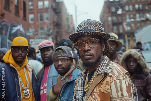 Diverse Group of People Wearing Stylish Hats in Urban City Setting