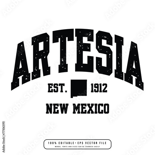 Artesia text effect vector. Editable college t-shirt design printable text effect vector photo