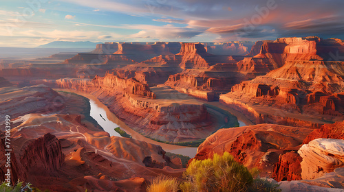 a majestic canyon with layered red rock formations