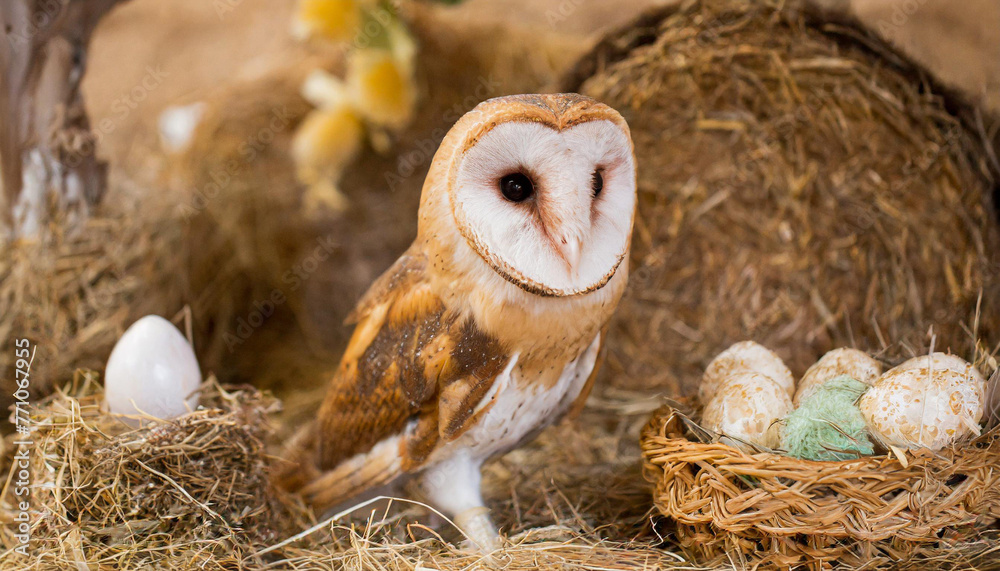 common barn owl ( Tyto albahead ) close up sitting common barn owl ( Tyto albahead ) close up sitting