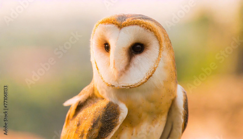 common barn owl ( Tyto albahead ) close up sitting © netsay