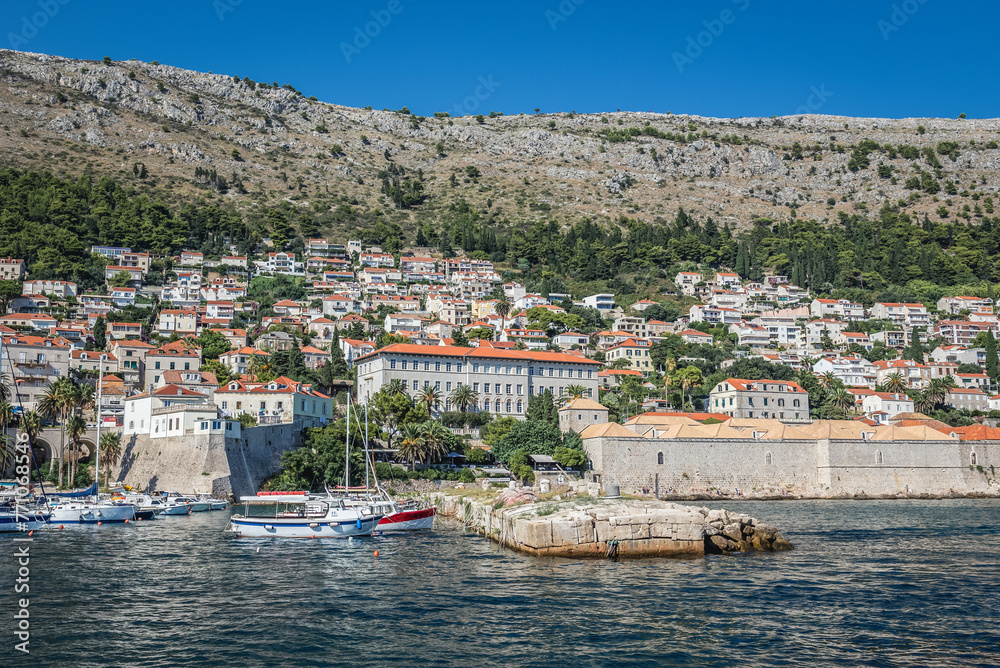 View from Old Harbour of Dubrovnik city, Croatia