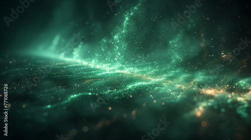 A green and blue background with a lot of sparkles. AI.