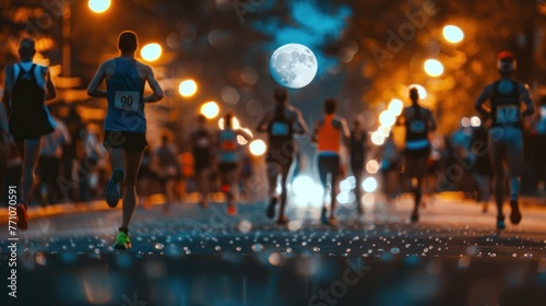 people running at night