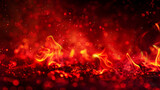 A vibrant, defocused background in a fiery red, with glowing scarlet bokeh lights, capturing the intense warmth and passion of a flickering flame.