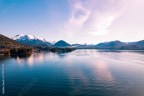 Aerial Image - Pink Wispy Seascape - Sitka, Alaska photo