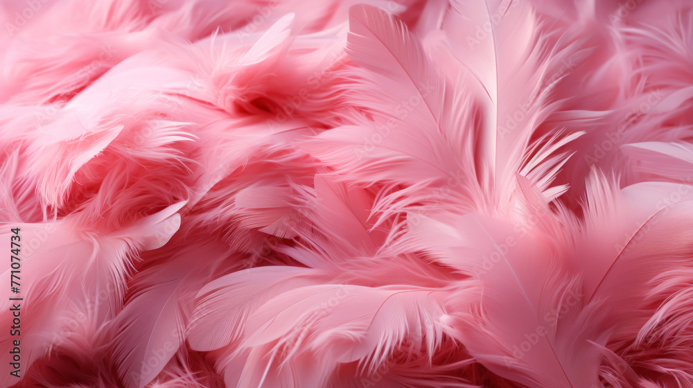 Close up of light pink luxurious feather background with copying spaces. Generative AI Close up of light pink luxurious feather background with copying spaces. Generative AI