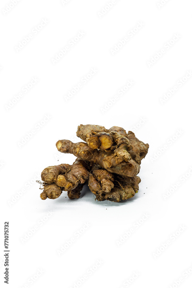 ginger slices on a white background. Ginger can be made as a spice in cooking or as a herbal medicine ginger slices on a white background. Ginger can be made as a spice in cooking or as a herbal medicine