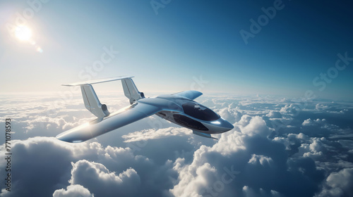 airplane in the sky - Skyward Bound: eVTOL's Flight into the Future (ID: 771078593)