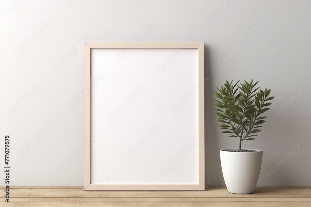 Empty Frame with Potted Plants, White Poster, Wood Lightbox, Minimalist Tendencies Empty Frame with Potted Plants, White Poster, Wood Lightbox, Minimalist Tendencies