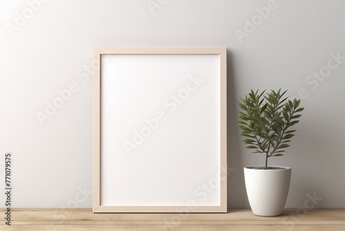 Empty Frame with Potted Plants, White Poster,  Wood Lightbox, Minimalist Tendencies