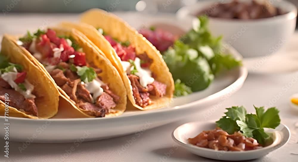 Delicious Mexican tacos with pico de gallo.