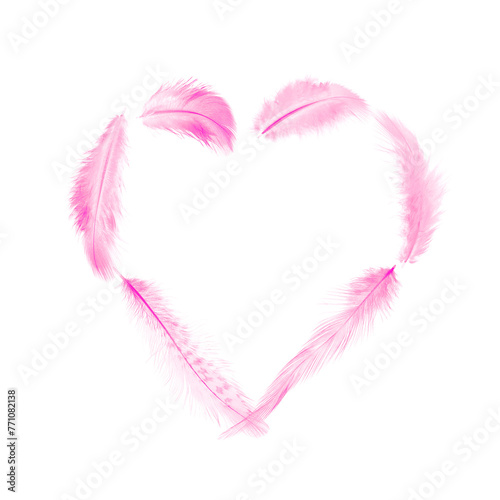 heart symbol from pink feathers