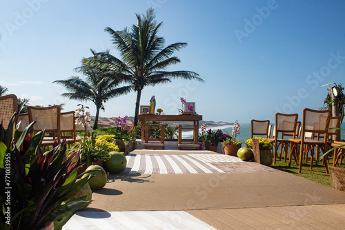 altar, wedding backdrop, top view, beach wedding, outdoor wedding, beach with palm trees, beach with trees, wedding, 