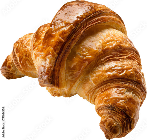 Fresh baked croissant isolated cut out on transparent background photo