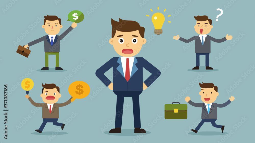 businessman character set guy in different action businessman character set guy in different action