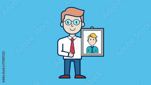businessman figure with paperboard training vector illustration