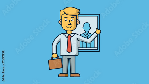 businessman figure with paperboard training vector illustration