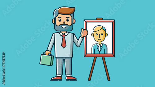 businessman figure with paperboard training vector illustration