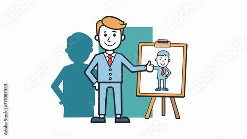 businessman figure with paperboard training vector illustration