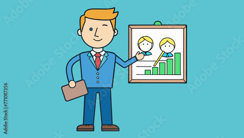 businessman figure with paperboard training vector illustration