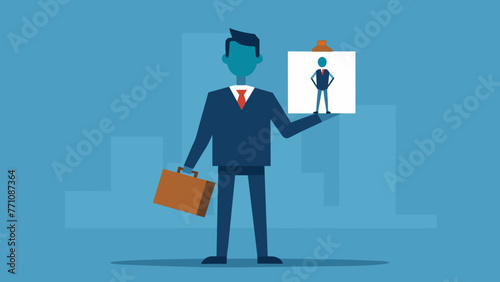businessman figure with paperboard training vector illustration