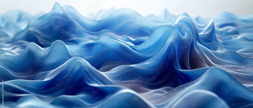 Three dimensional render of blue wavy pattern