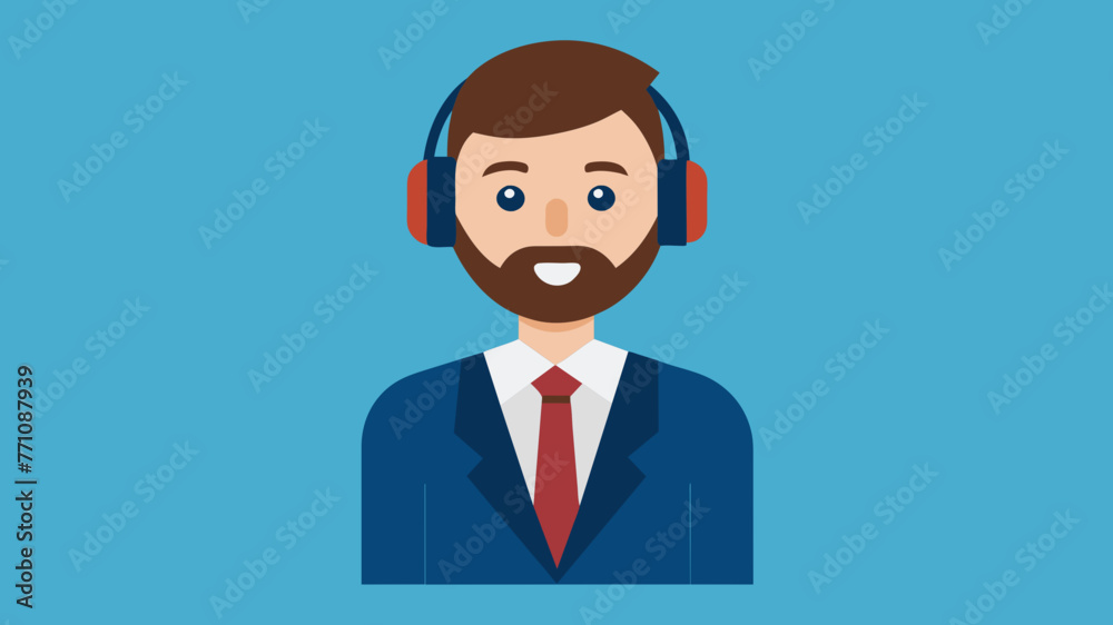 businessman with headset avatar character vector illustration