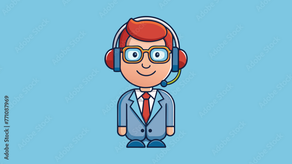 businessman with headset avatar character vector illustration businessman with headset avatar character vector illustration